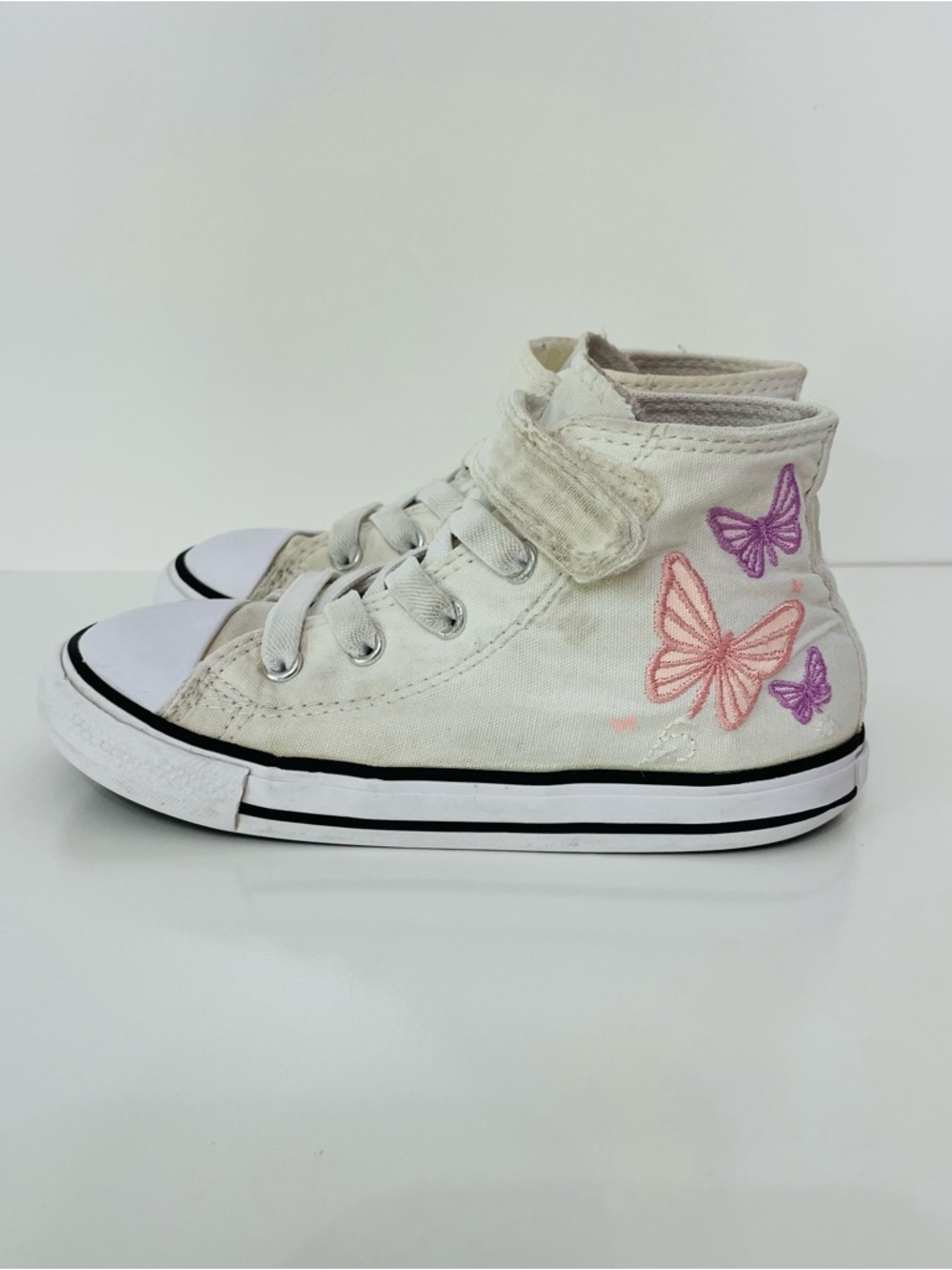 Converse All Star Canvas Sneakers Pink Purple Butterfly High Top Shoes Girls 10C